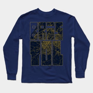 Bristol, England City Map Typography - Gold Art Deco Long Sleeve T-Shirt